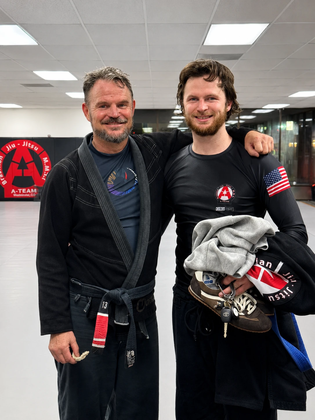 Marc Pearson with his son Jared Pearson at A-Team Jiu Jitsu